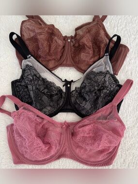 Wacoal 855186 women’s 38DD Retro Chic Full Figure Underwire Lace bras lot of 3